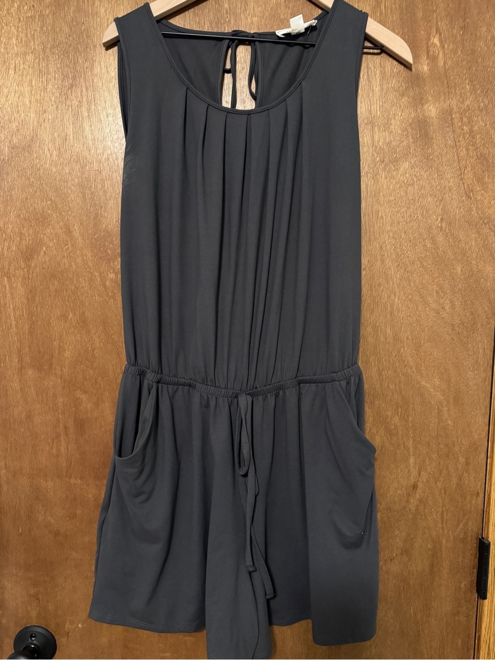 Sleeveless gray Drawstring Waist Romper